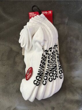 Converse 6 pair White and Black Logo Crew Socks - Men's Pack